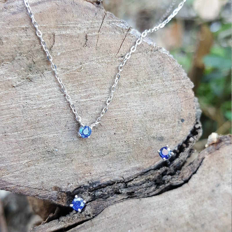 Shop for Blue Sapphire Silver Necklace - Lifesutram